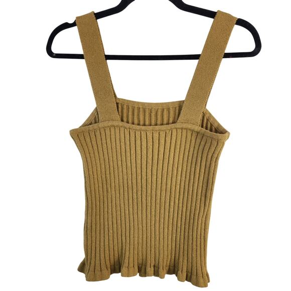 Madewell Tilney Ribbed Knit Sweater Tank Spiced Olive Sz M Stretchy Earthy Chic - Picture 2 of 10